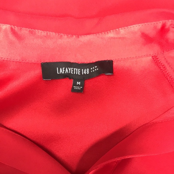 Lafayette 148 New York Red Silk Button Blouse - Picture 7 of 12
